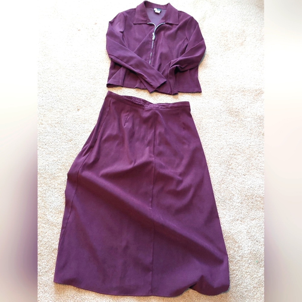 2pc wine colored skirt set